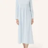 Maxi Nachthemd Langarm - Striped Cotton Jersey