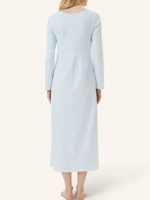Maxi Nachthemd Langarm - Striped Cotton Jersey