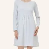 Midi Nachthemd Langarm - Striped Cotton Jersey