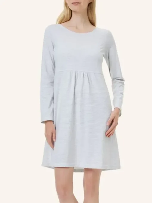 Midi Nachthemd Langarm - Striped Cotton Jersey